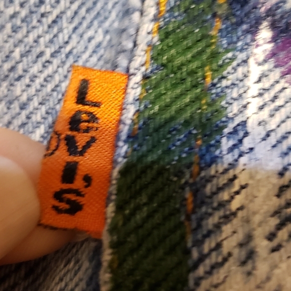 Levi's 505 hand painted size 29×30 ORANGE tab 90s Little e - Picture 13 of 14